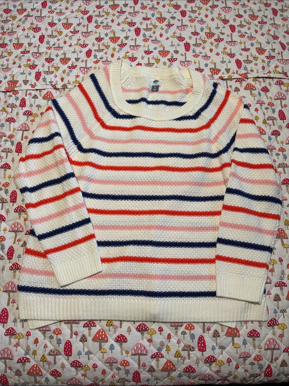 Old Navy Cream Crewneck striped Sweater nautical women’s XL